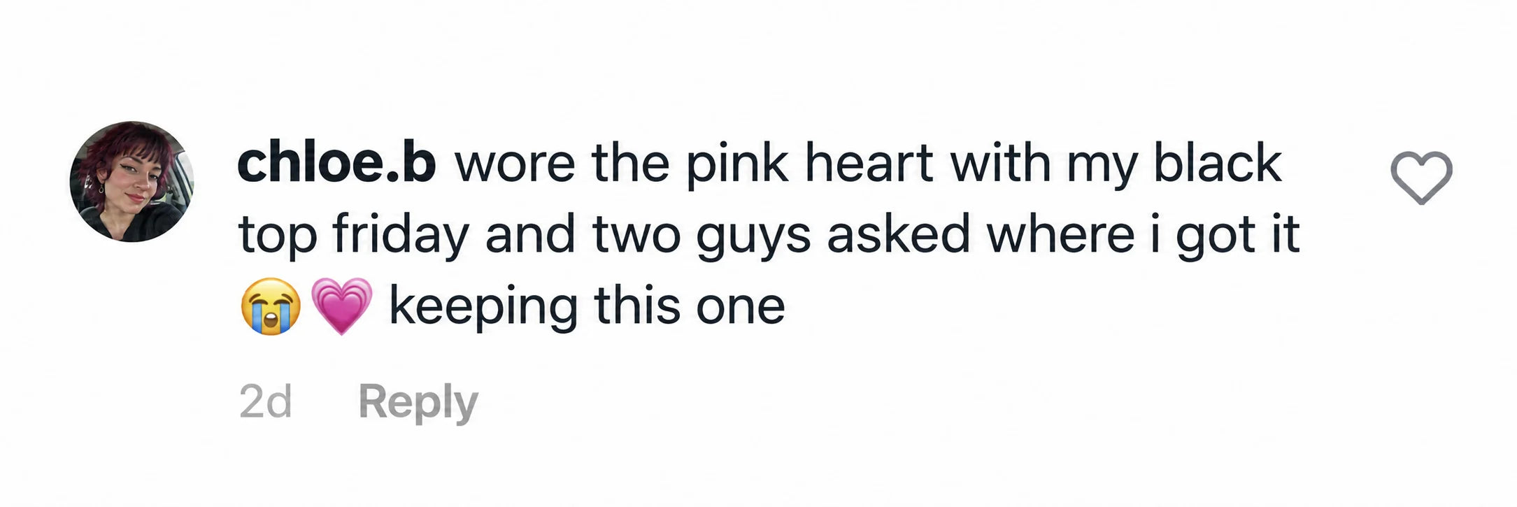 Chloe says two men asked where she got her pink heart necklace