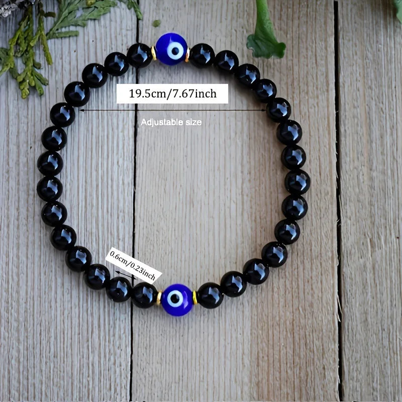 Evil eye and black tourmaline bracelet