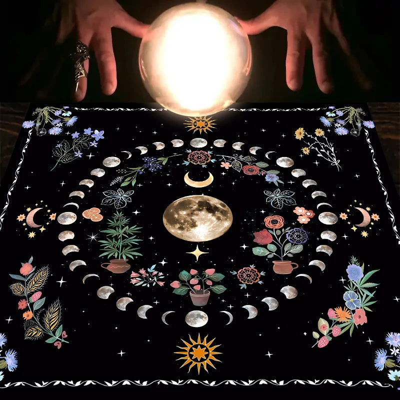 Moonlight flower tarot mat