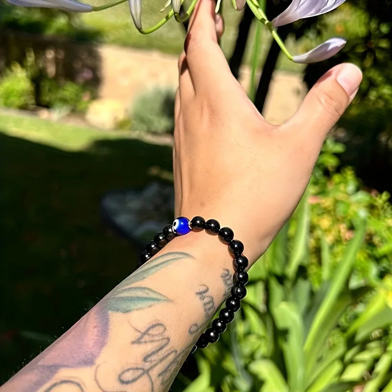 Evil eye and black tourmaline bracelet