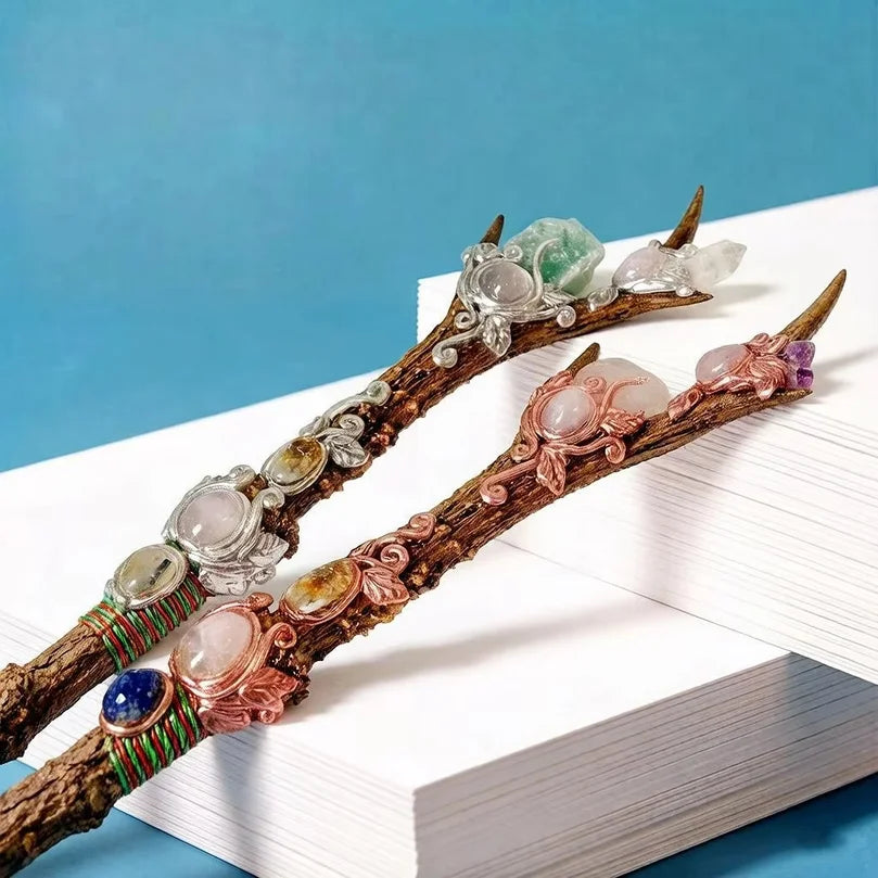 Crystal antler wand