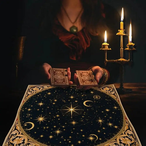 Gold constellation tarot cloth