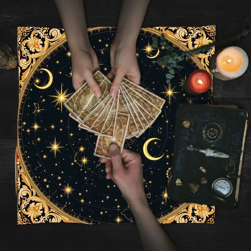 Gold constellation tarot cloth