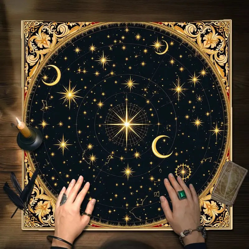 Gold constellation tarot cloth