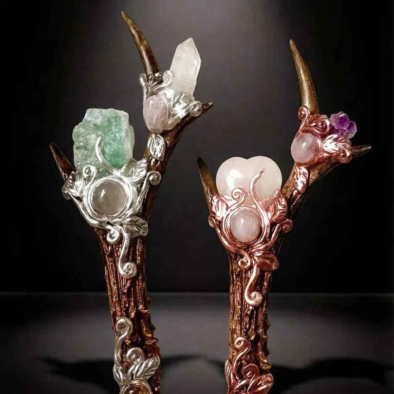 Crystal antler wand