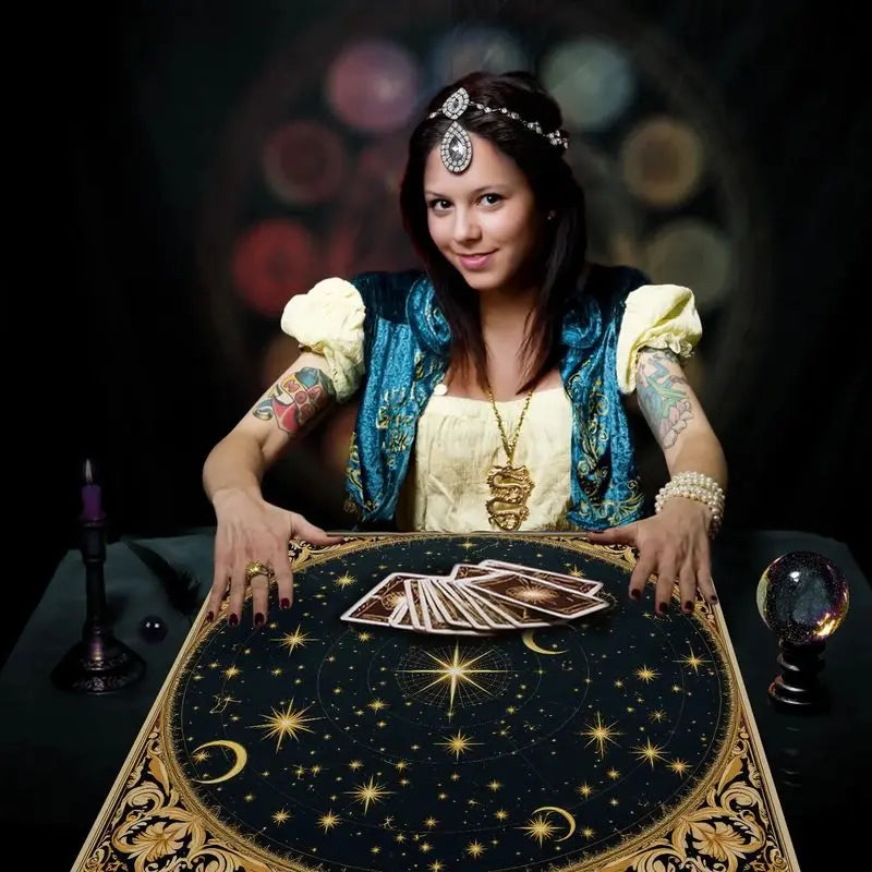 Gold constellation tarot cloth