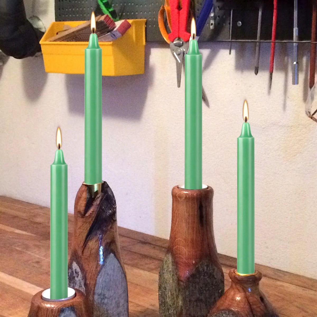12 green ritual candles
