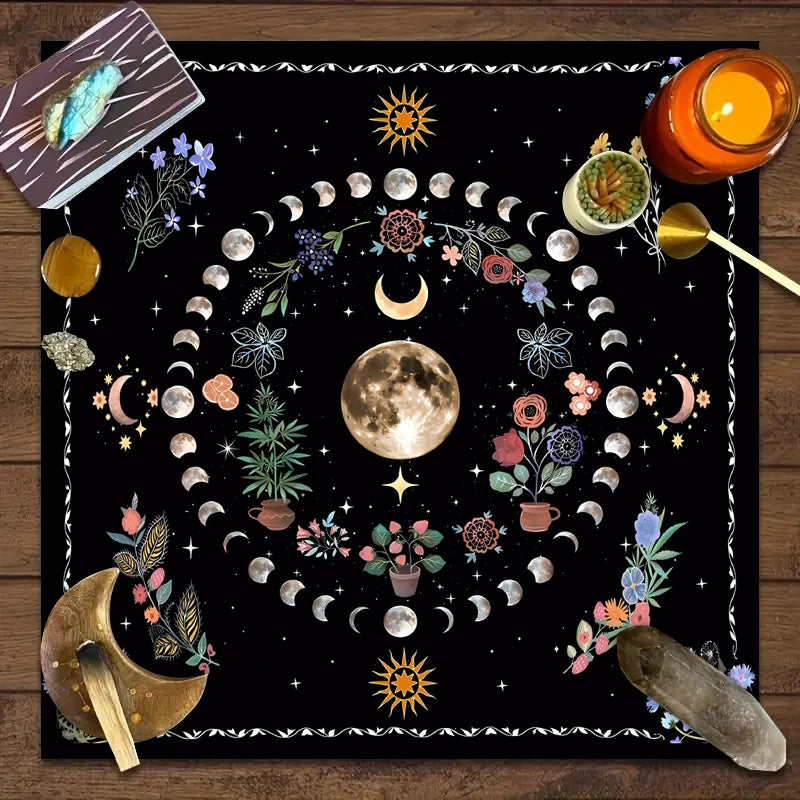 Moonlight flower tarot mat