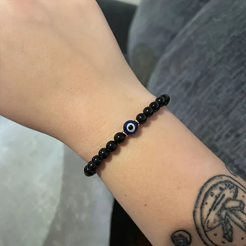 Evil eye and black tourmaline bracelet