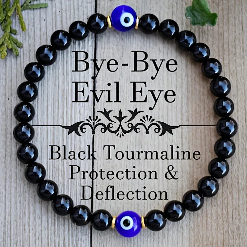 Evil eye and black tourmaline bracelet