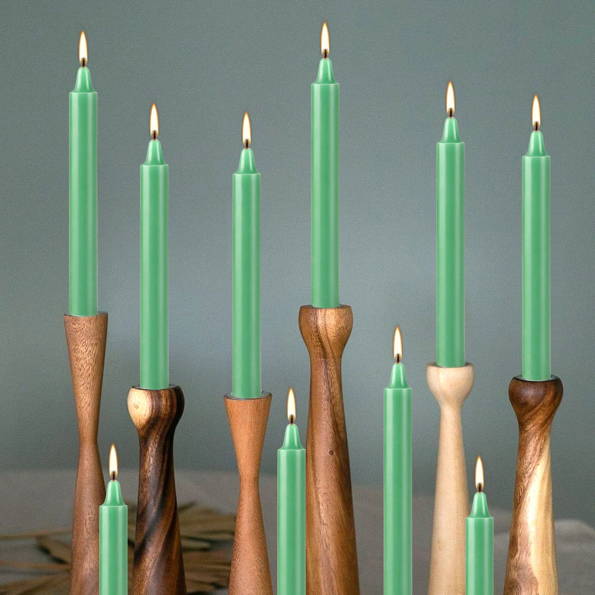 12 green ritual candles