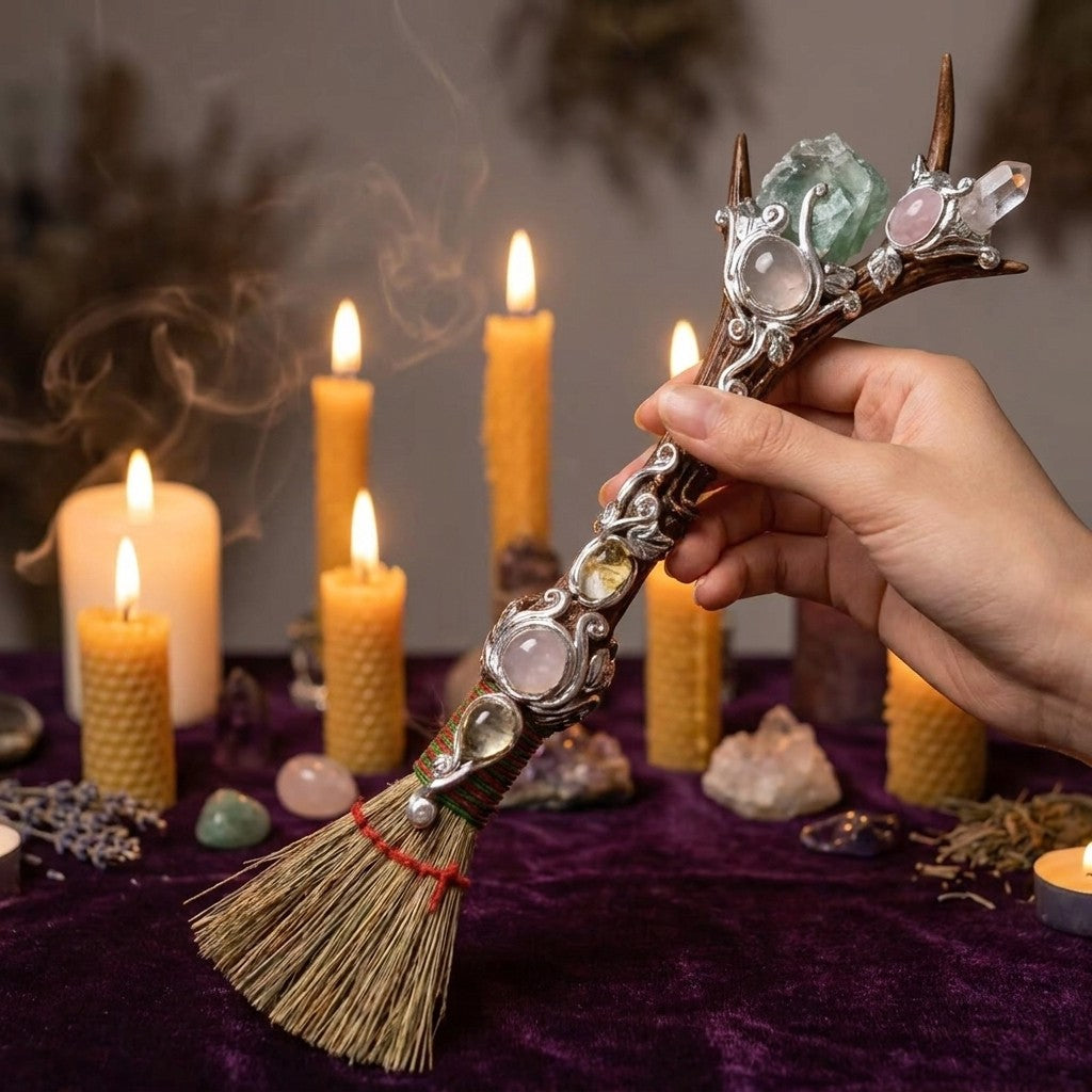 Crystal Antler Wand - in use