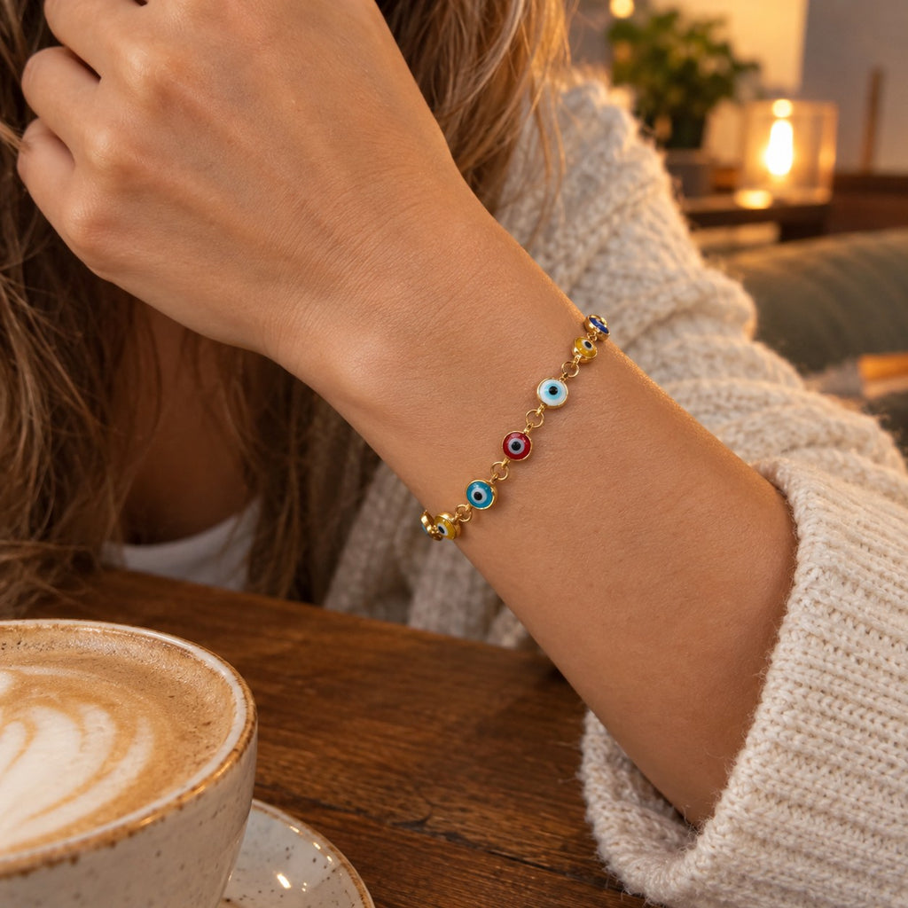 Evil Eye Chain Bracelet - worn