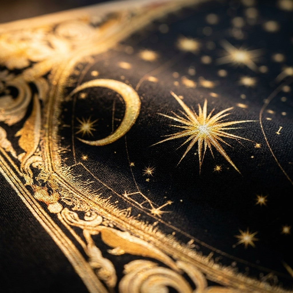 Gold Constellation Tarot Cloth - close-up detail