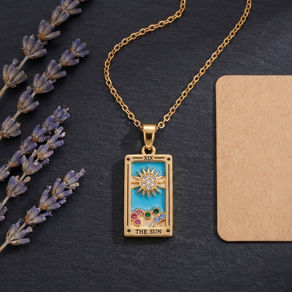 Gold Tarot Card Pendant Necklace - what's in the box