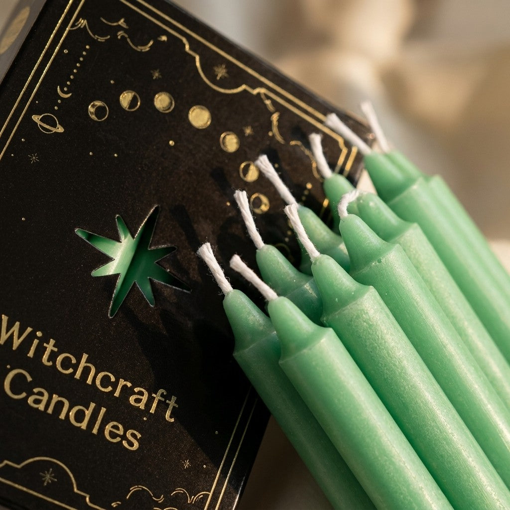 Green Ritual Candles (12 pack) - close-up detail