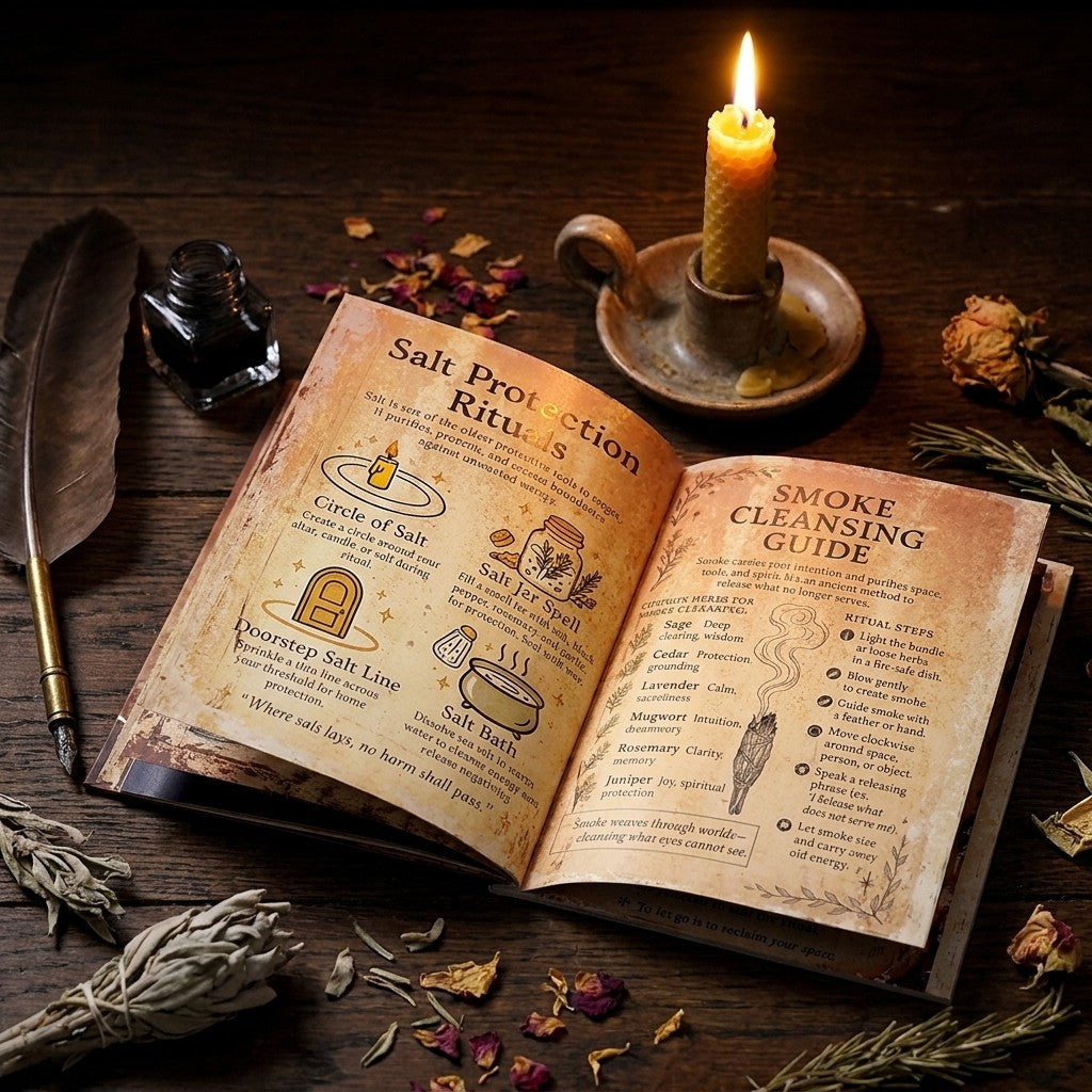 Grimoire Page Kit (77 pages) - styled on an altar