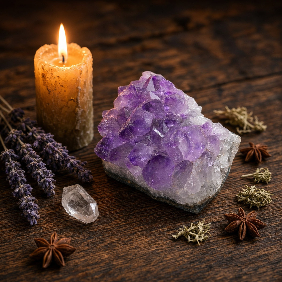 Natural Amethyst Geode - styled on an altar