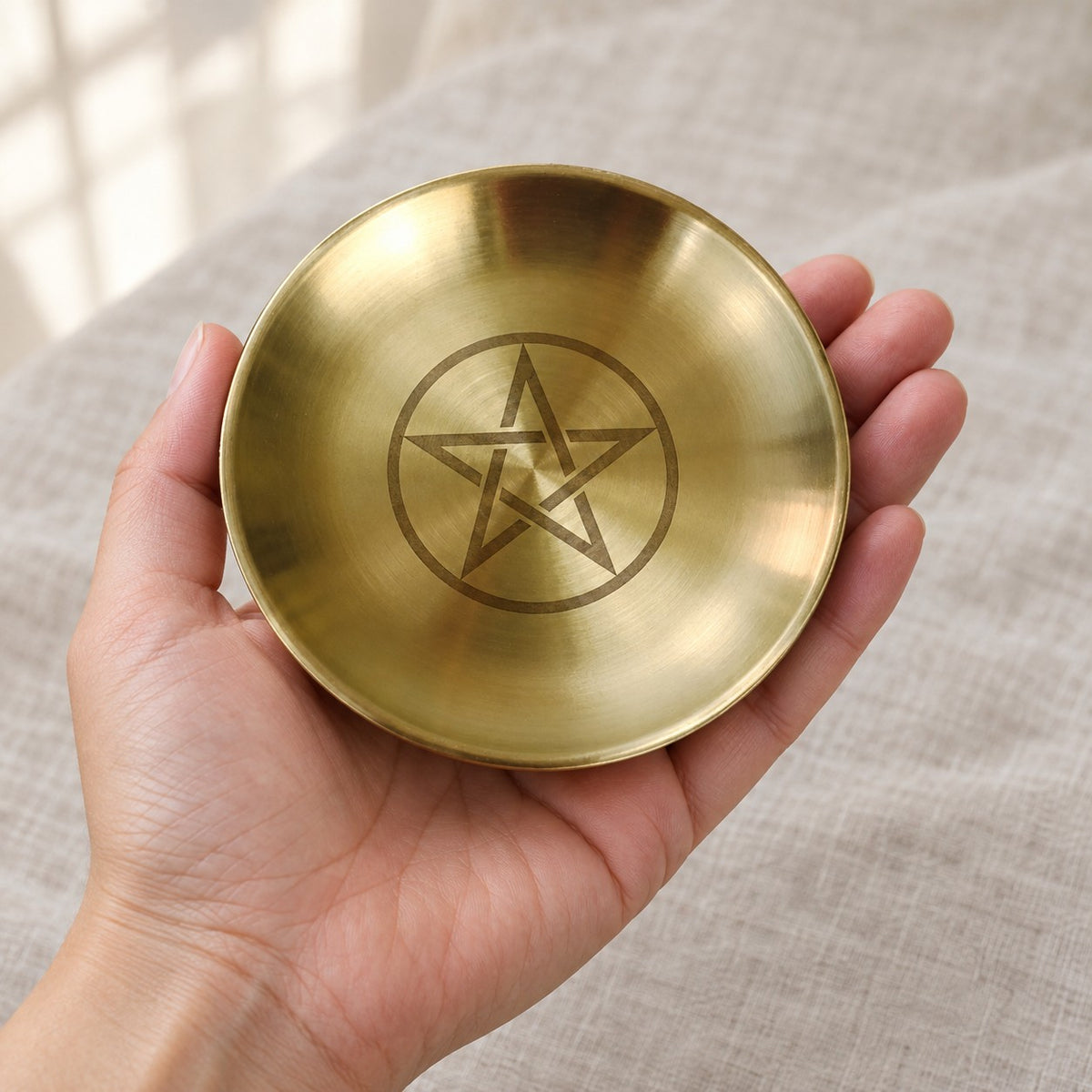 Pentagram Altar Bowl - held in hand for scale