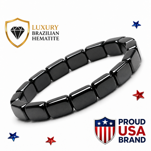 Ironmark hematite bracelet — polished square beads