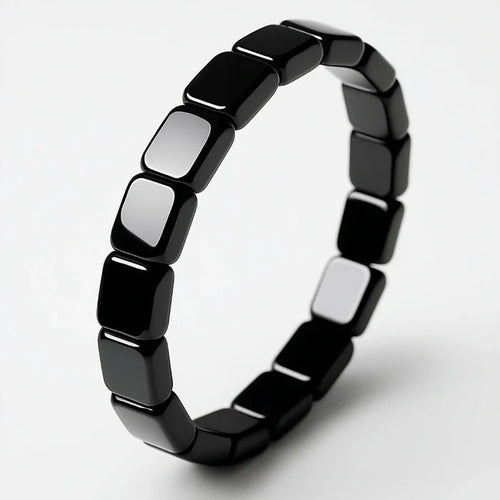 Black hematite bracelet with polished beads