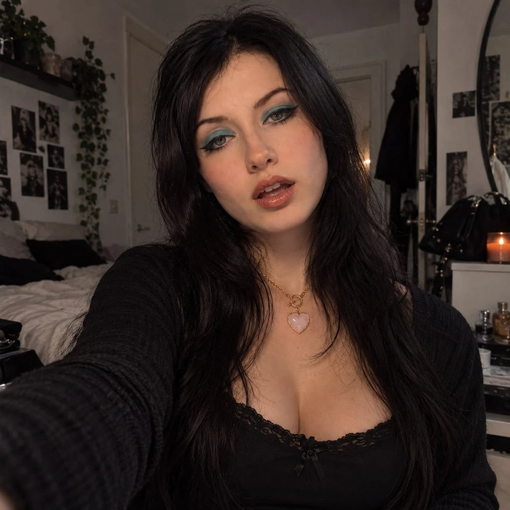 The Siren’s Heart worn with a black cardigan