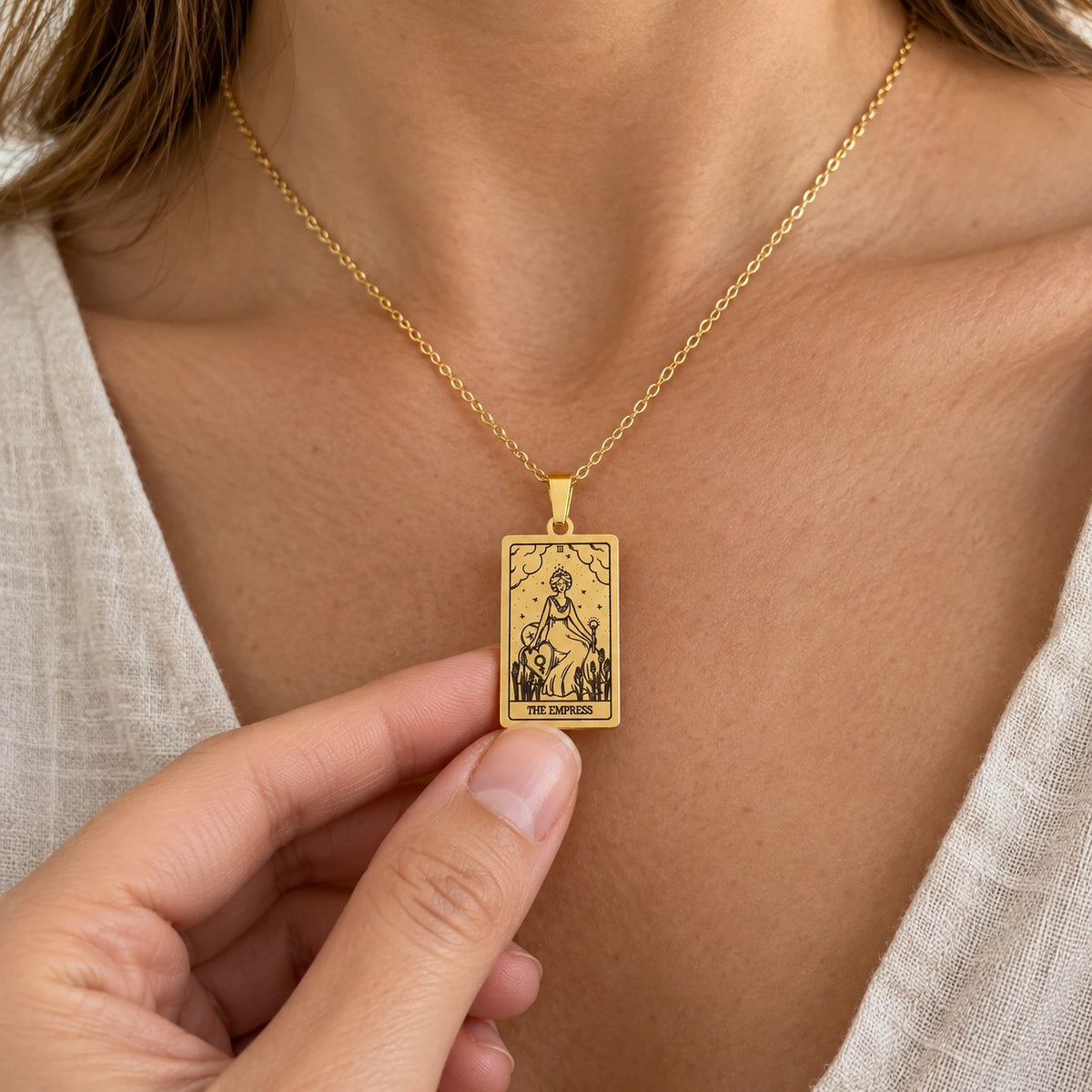 Tarot Card Amulet Choker - worn or held for scale