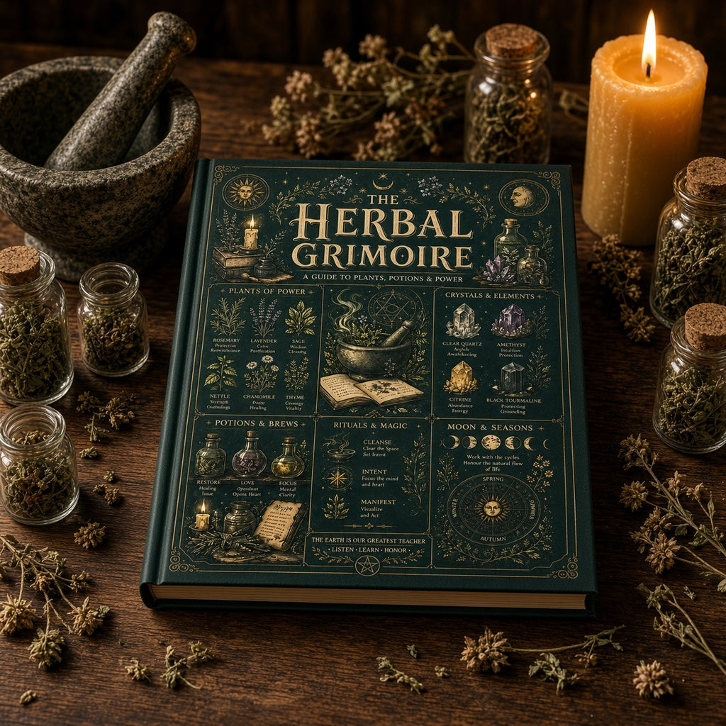 The Herbal Grimoire - styled on an altar