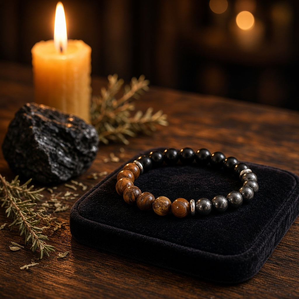 Triple Protection Bracelet - styled on a vanity tray