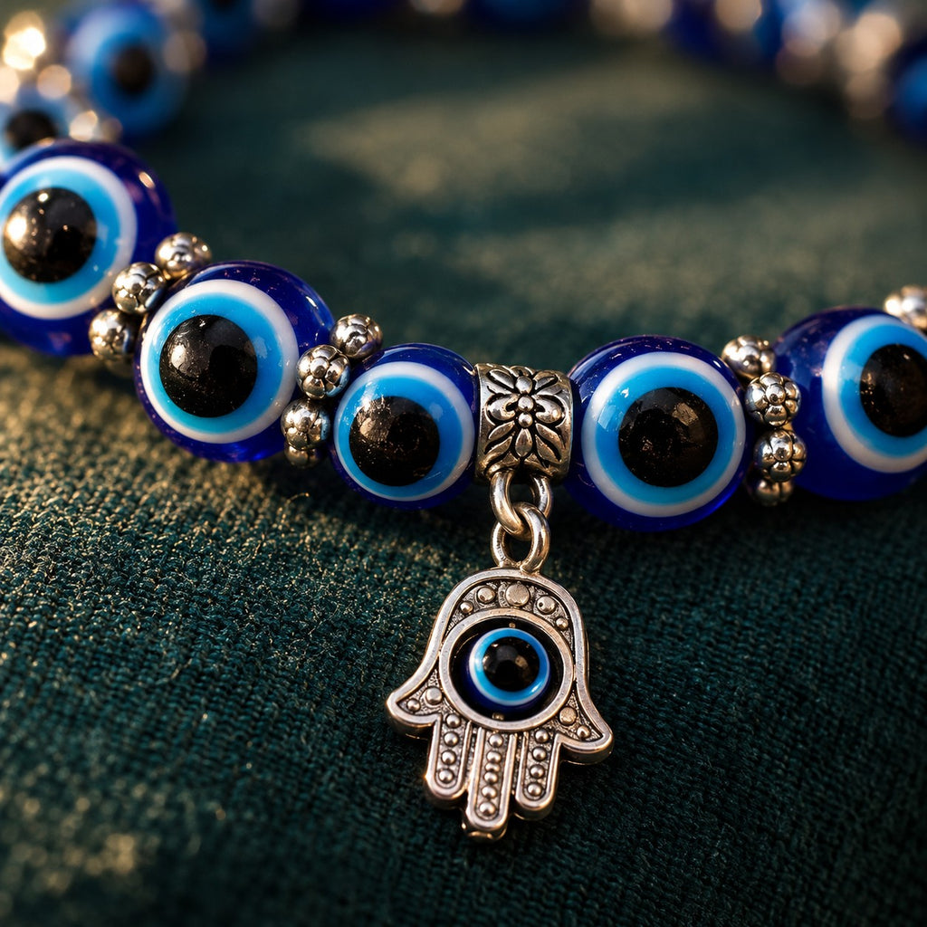 Turkish Evil Eye Charm Bracelet - close-up detail