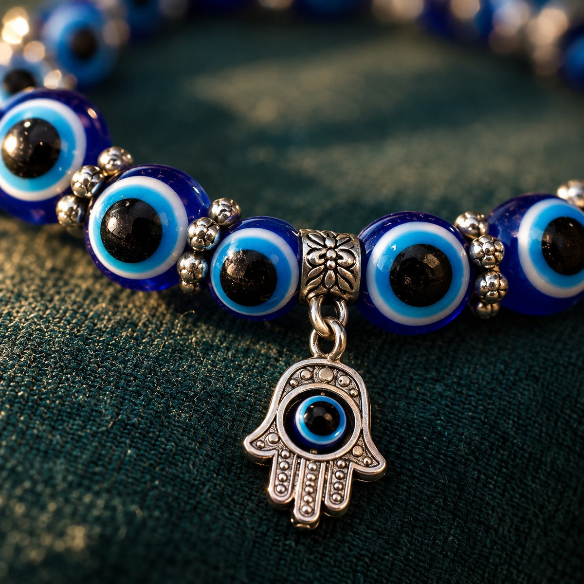 Turkish Evil Eye Charm Bracelet - close-up detail