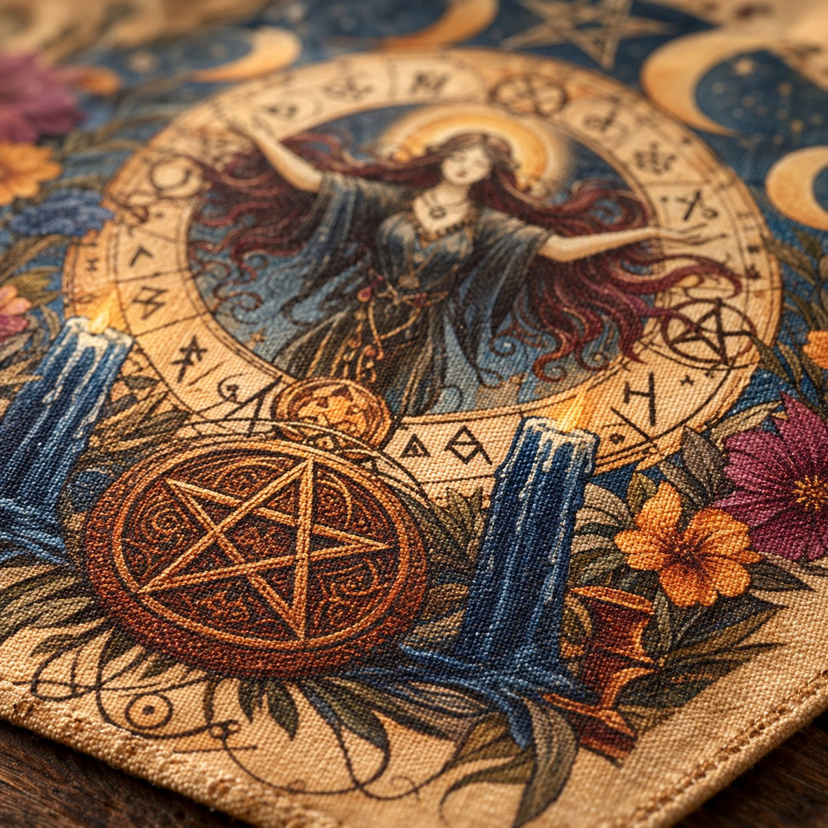 Waterproof Pentagram Altar Cloth (2 pack) - close-up detail