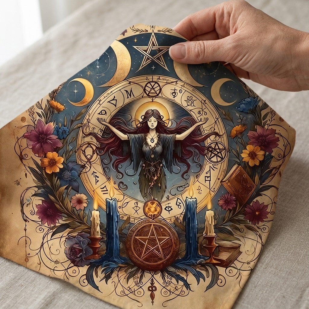 Waterproof Pentagram Altar Cloth (2 pack) - held in hand for scale