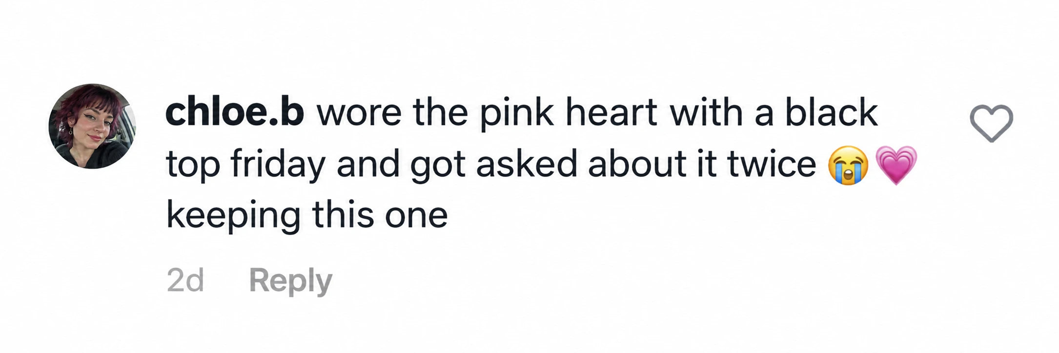 chloe.b: wore the pink heart with a black top friday and got asked about it twice 😭🩷 keeping this one