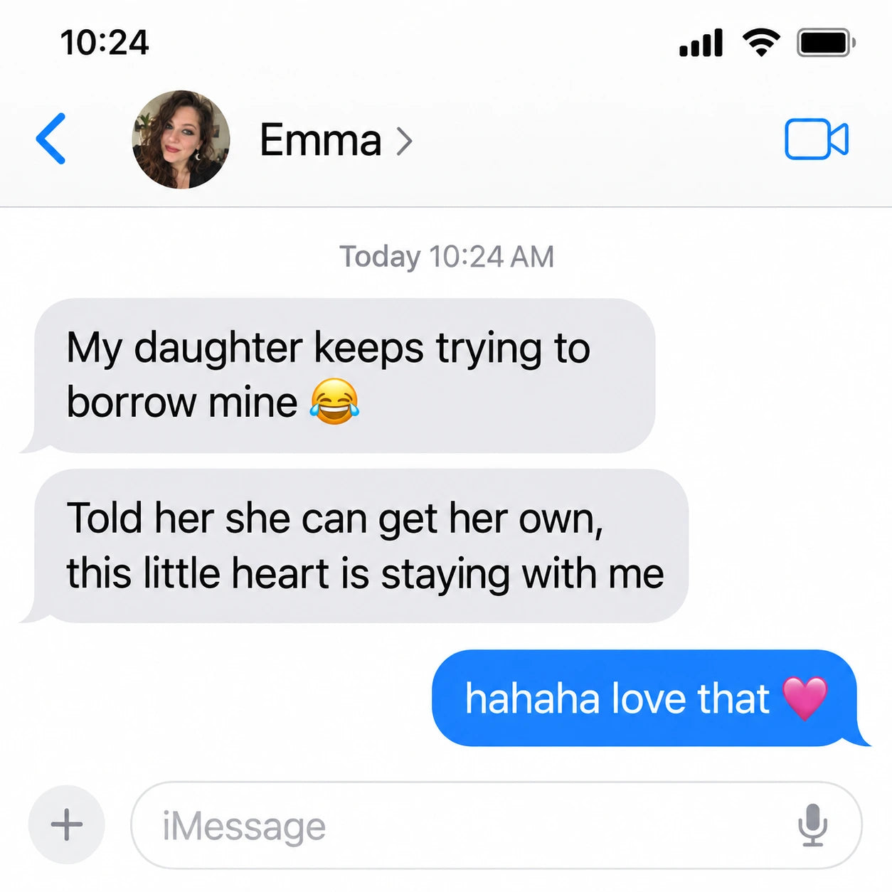 Emma: My daughter keeps trying to borrow mine 😂
Told her she can get her own, this little heart is staying with me
Reply: hahaha love that 🩷